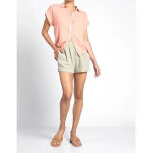 Thread & Supply Top Women's Medium Jane Blouse Button Up Tunic Linen Blend